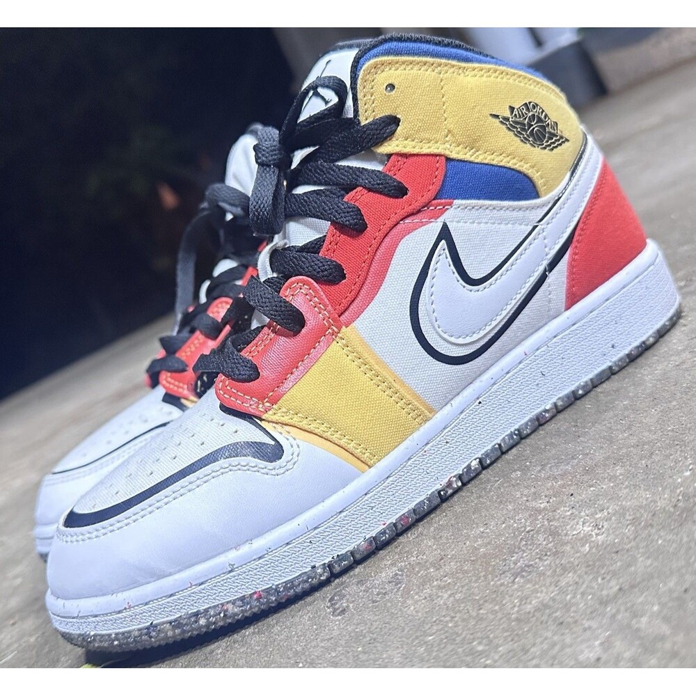 Nike Air Jordan 1 Mid SE GS Multi-Color Canvas 6.5Y Women’s 8